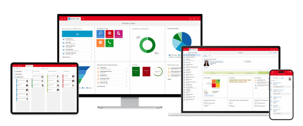 Abbildungen von CAS genesisWorld auf verschiedenen Endgeräten