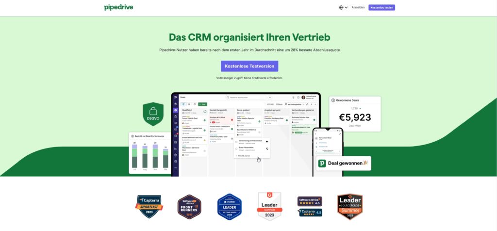 CRM System pipedrive im Vergleich zu SmartWe