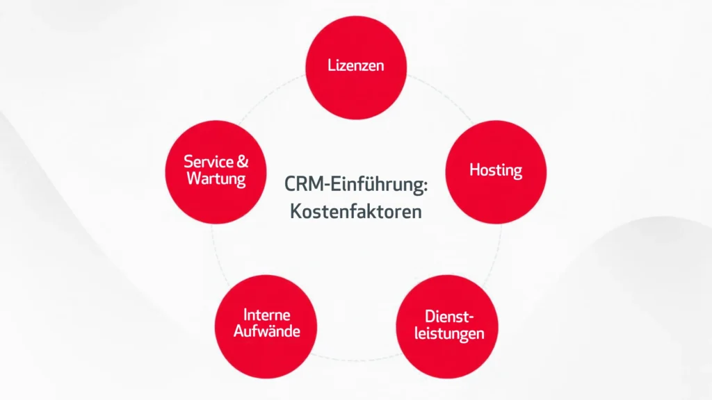 CRM Einführung Kosten - Schaubild über Kostenfaktoren
