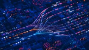 Symbolbild für KI und vernetzte Datenströme.